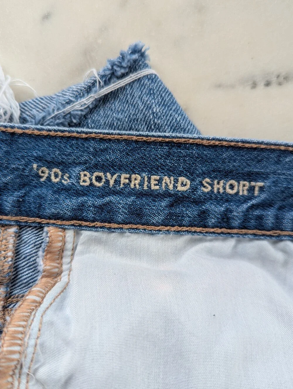 American Eagle 90's Boyfriend Embroidered Rainbow Denim Shorts
